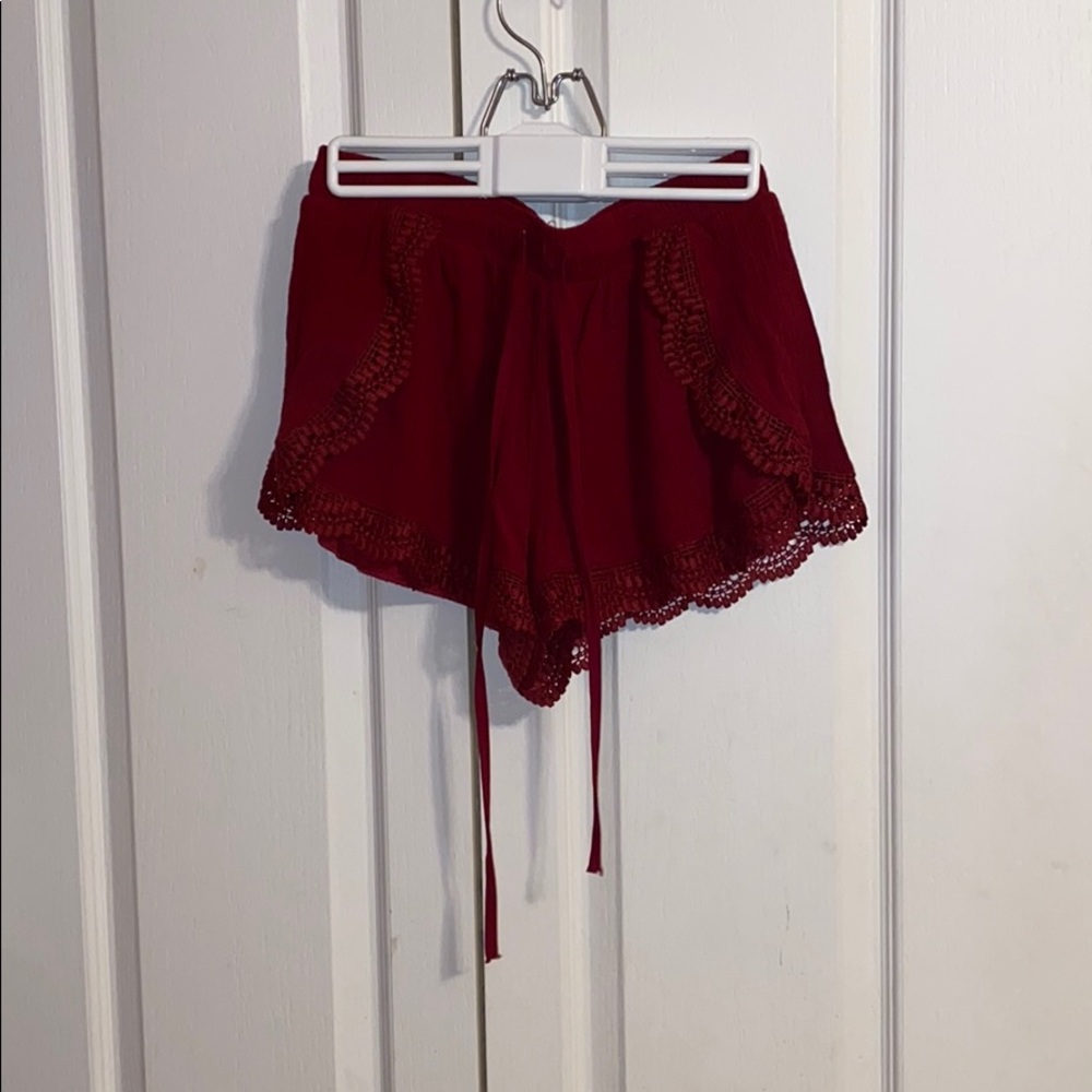 Decorative maroon shorts